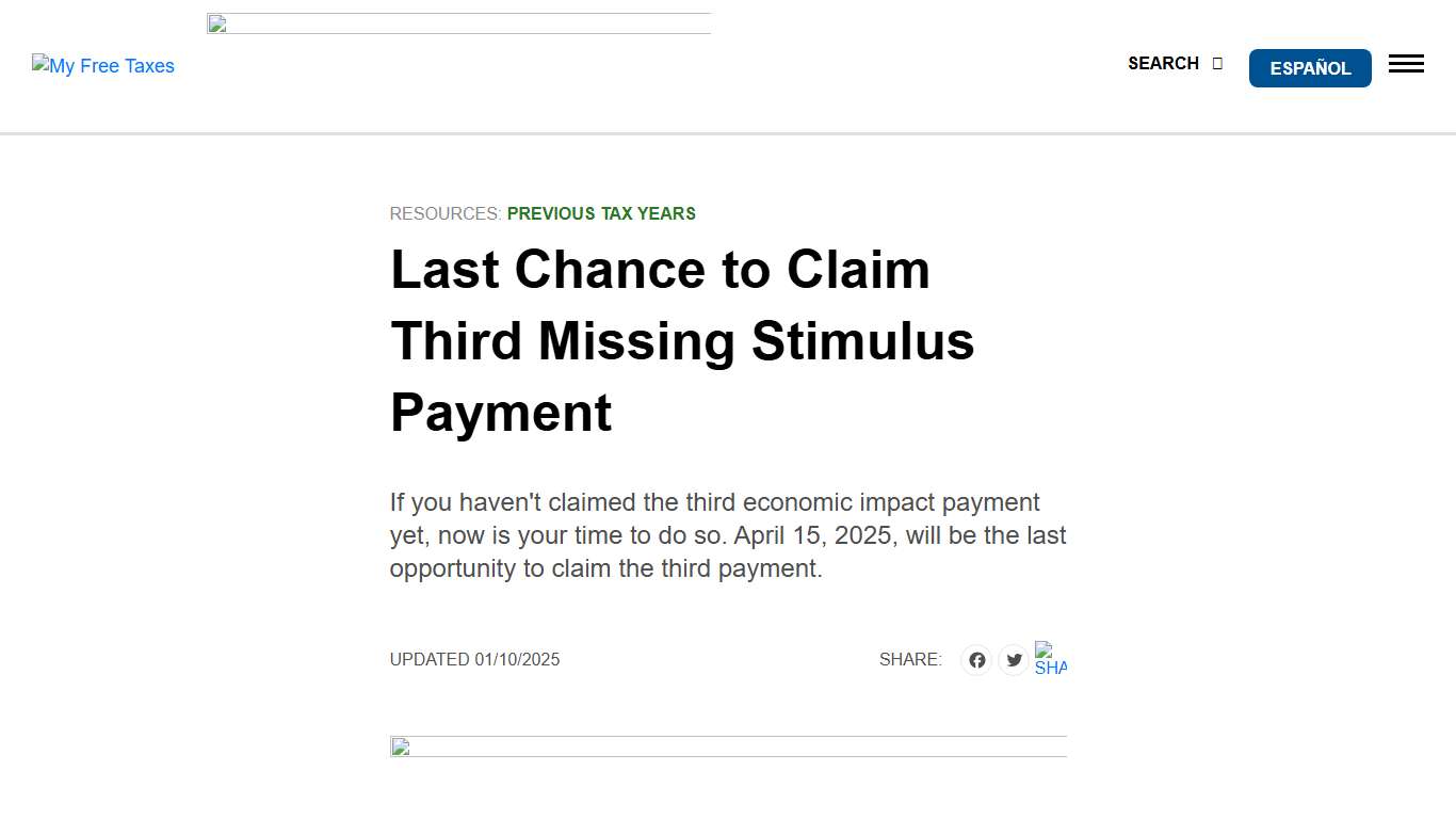 Last Chance to Claim Third Missing Stimulus Payment - My Free Taxes